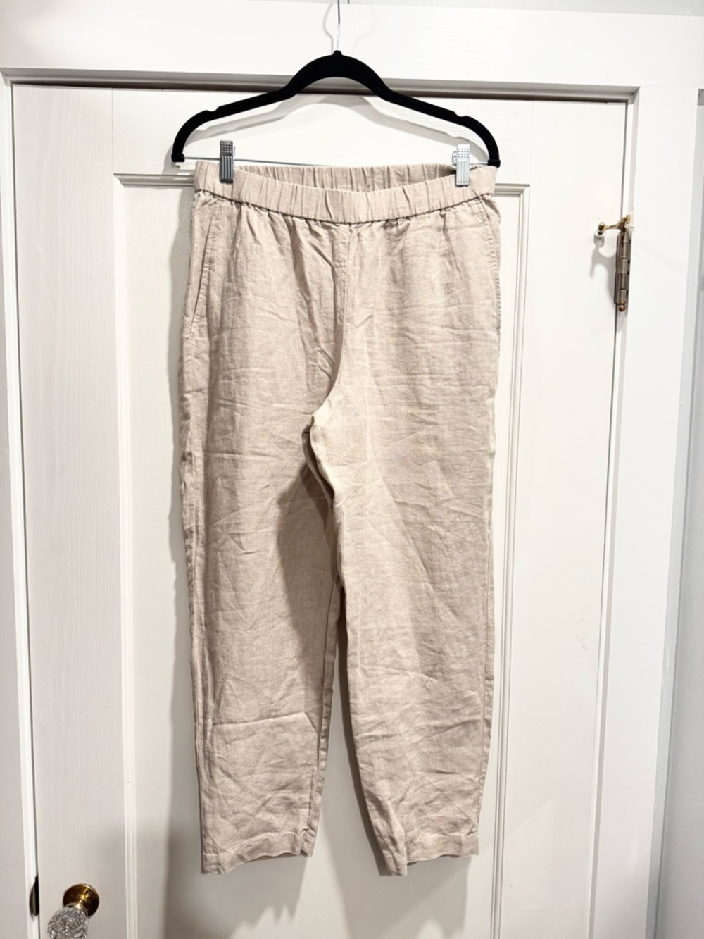 Eileen Fisher Organic Linen Pull On Tapered Pants PETITE Medium Natural Summer - Picture 5 of 14